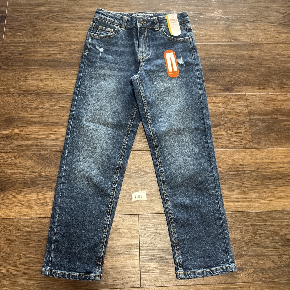 Wonder Nation Slouchy Straight Distressed Medium Wash Girls Jeans Size 10 NEW